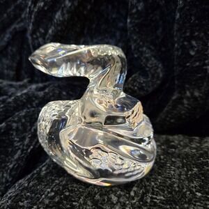 Vintage Baccarat Crystal Glass Snake Paperweight Zodiac Coiled Snake Figurine